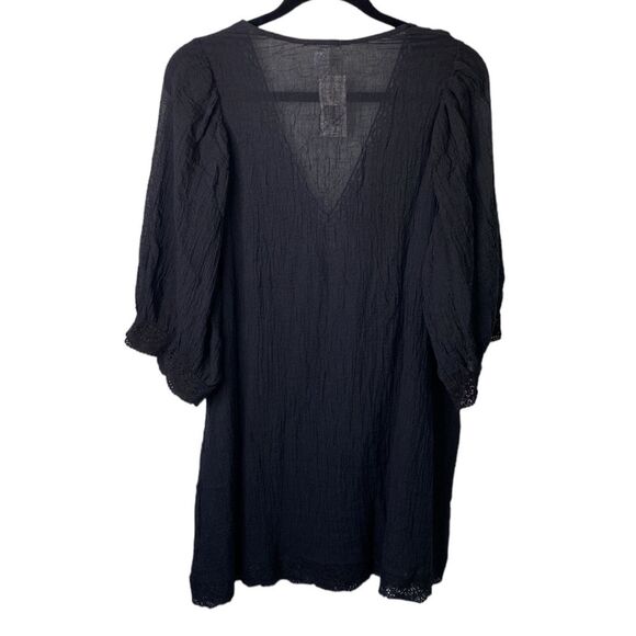 Eberjey Sol Celeste Short Sleeve V-Neck Lace Tunic Swim Coverup Gauze Oversized - Picture 8 of 15